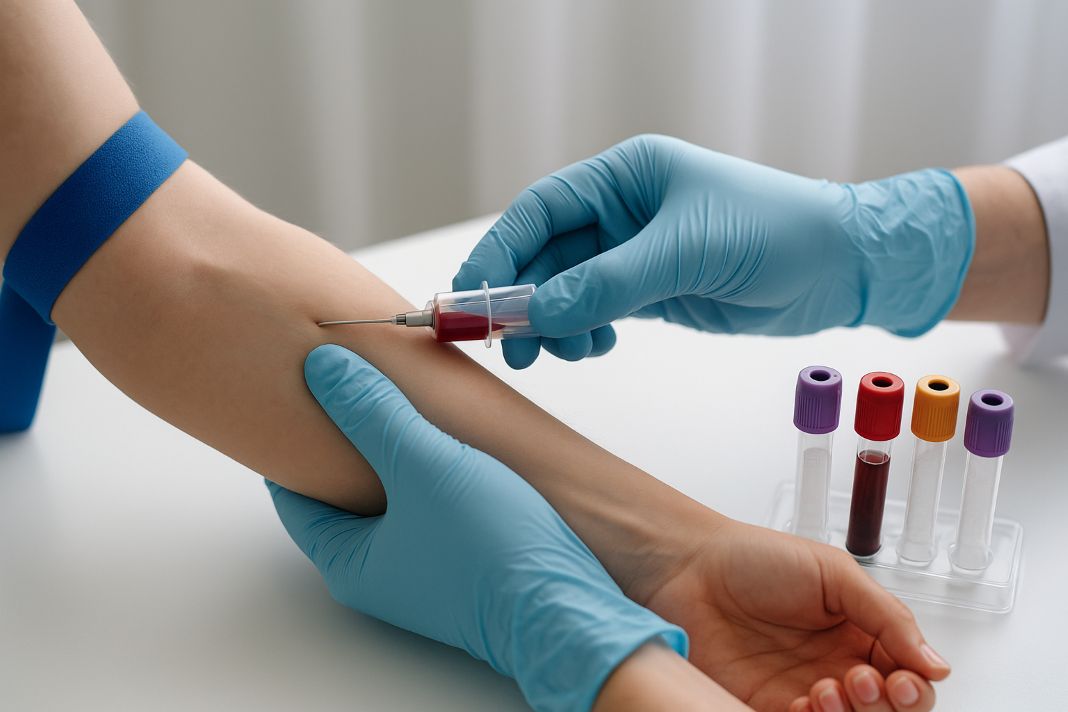 a photo of a doctor drawing blood for a blood test of a patient - Future Care Medical
