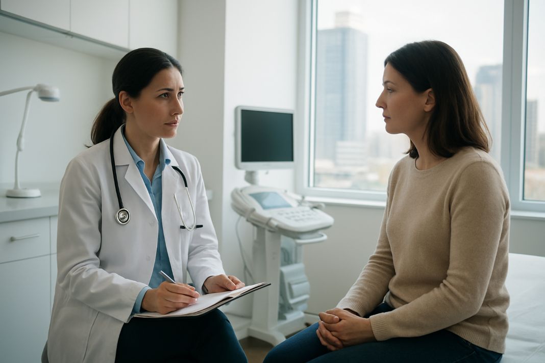 An AI photo of a private medical health screening appointment taking place in London