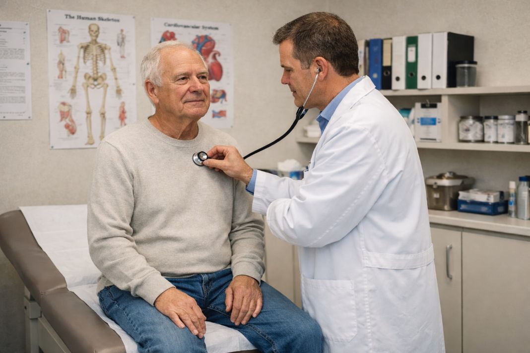 AI image of a doctor listening to patient chest