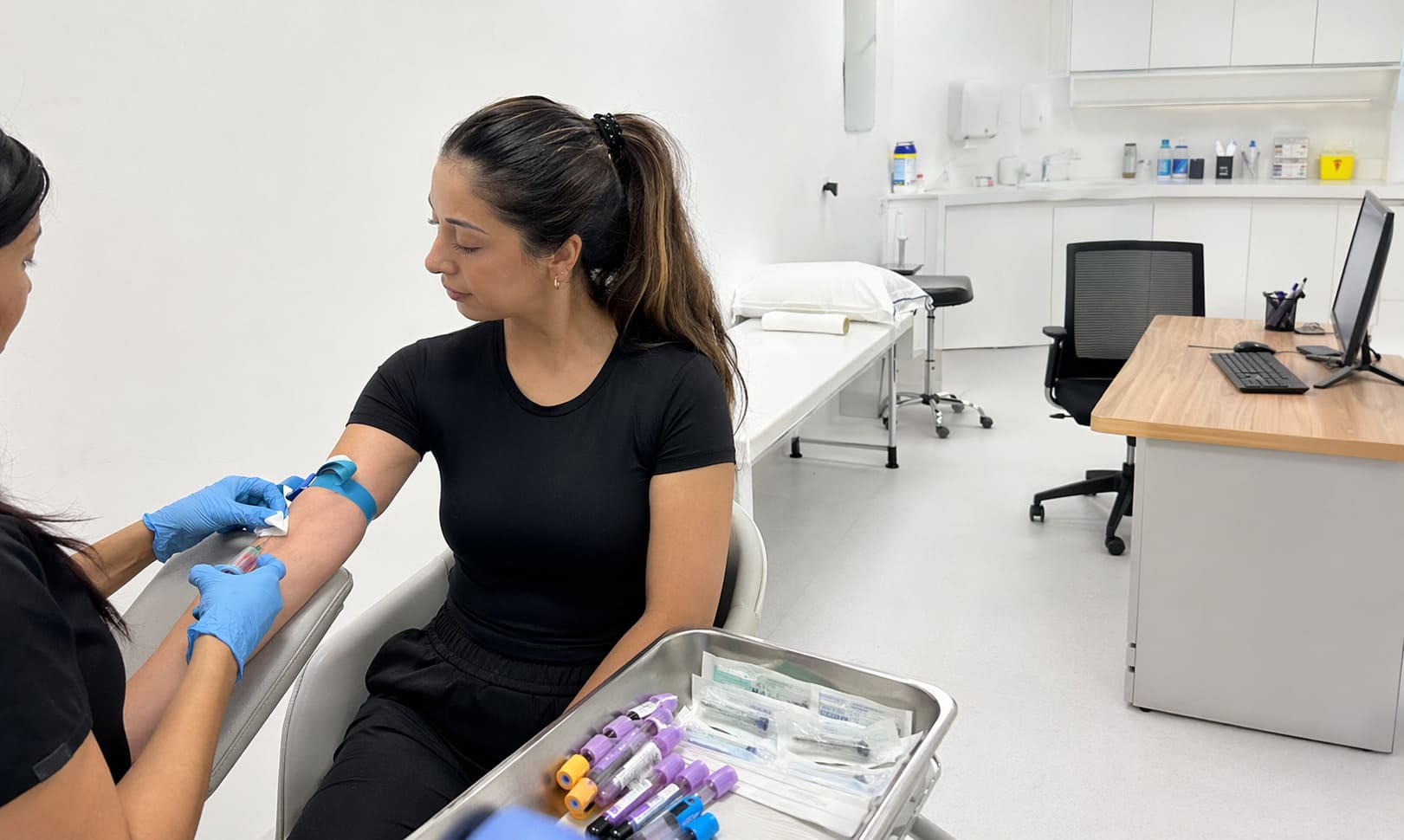 Women's Health – Blood and Hormonal Test – Blood Test In Progress – Illustrative Image Women's Health – Blood and Hormonal Test – Blood Test In Progress – Illustrative Image